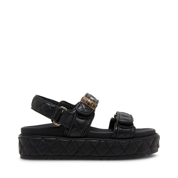 WMNS Strappy Zipper Back High Chunky Heel Black Sandals - Open Design /  Black