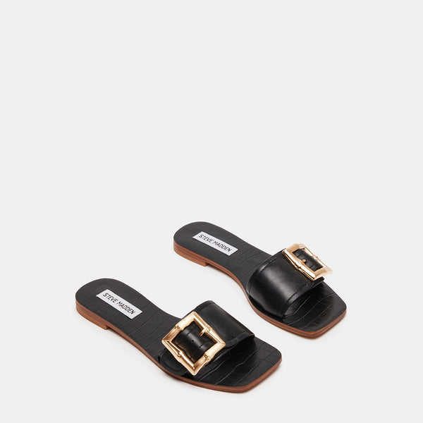 FARRAH Black Leather Slide Sandals Women s Designer Sandals