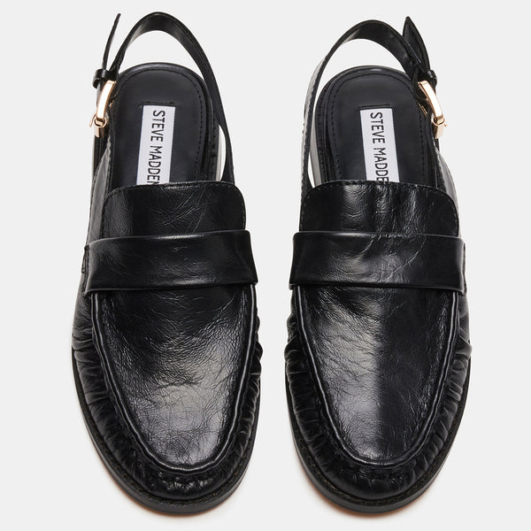 REEVES Black Leather Slingback Loafers | Women's Designer Shoes