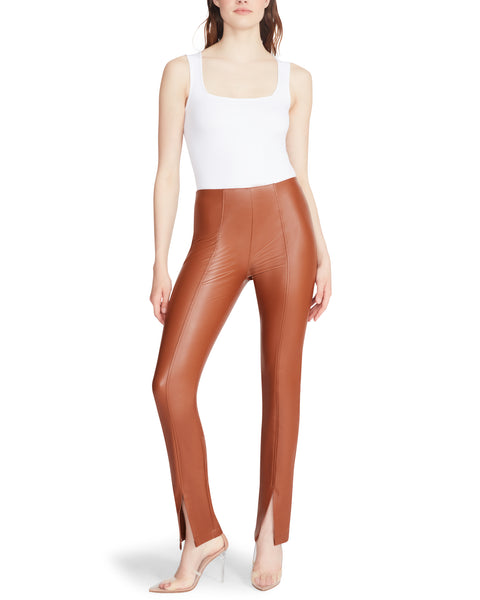 Cognac High Waisted Faux Leather Leggings