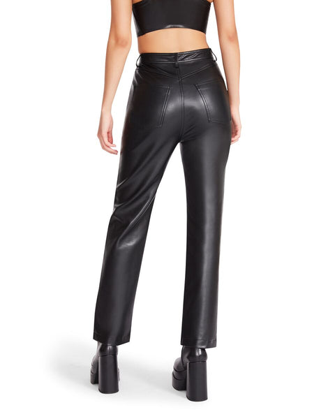 Jolie Vegan Leather Button Straight Pant