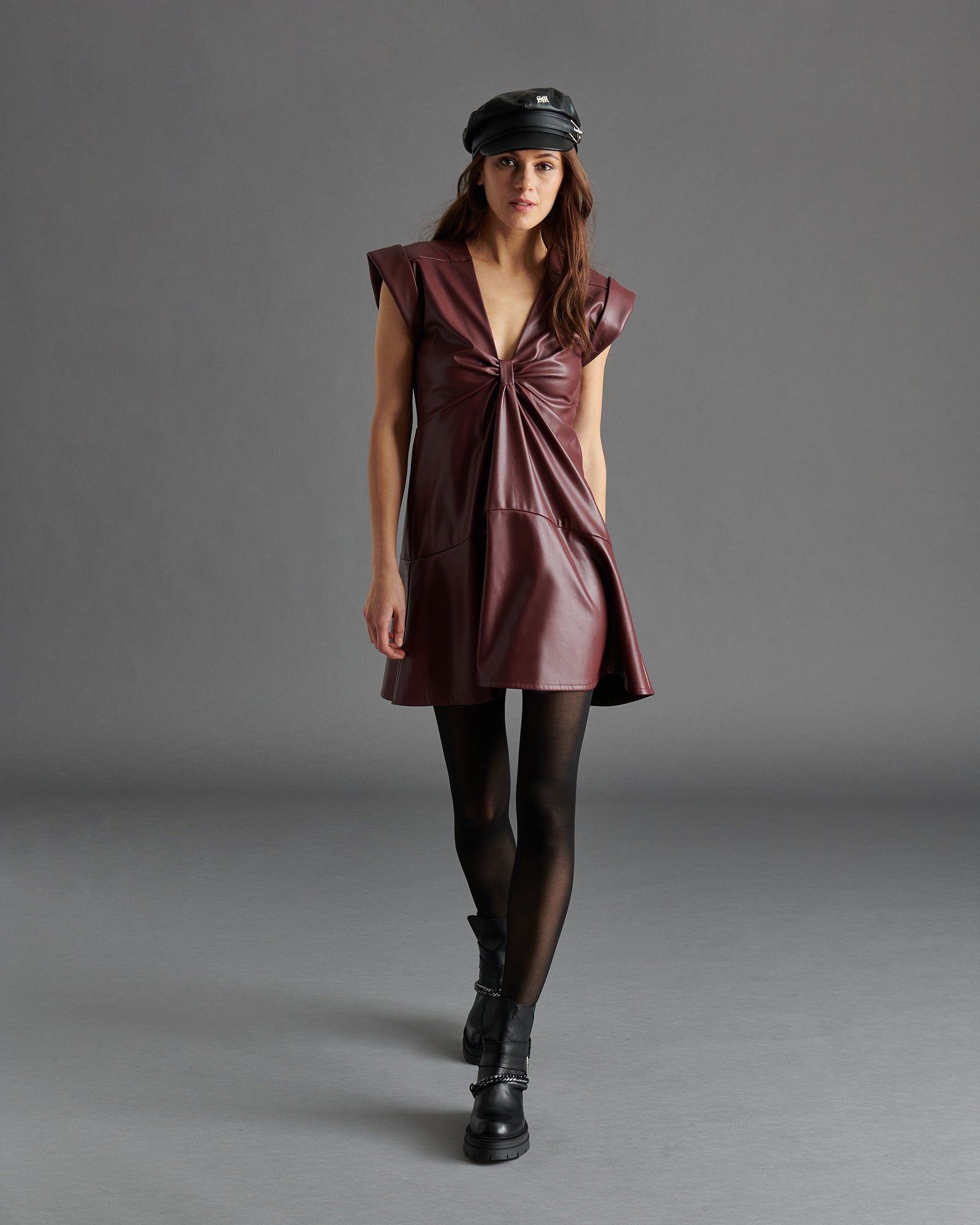 BECKETT Burgundy Faux Leather Dress | Women's Designer Dresses – Steve ...