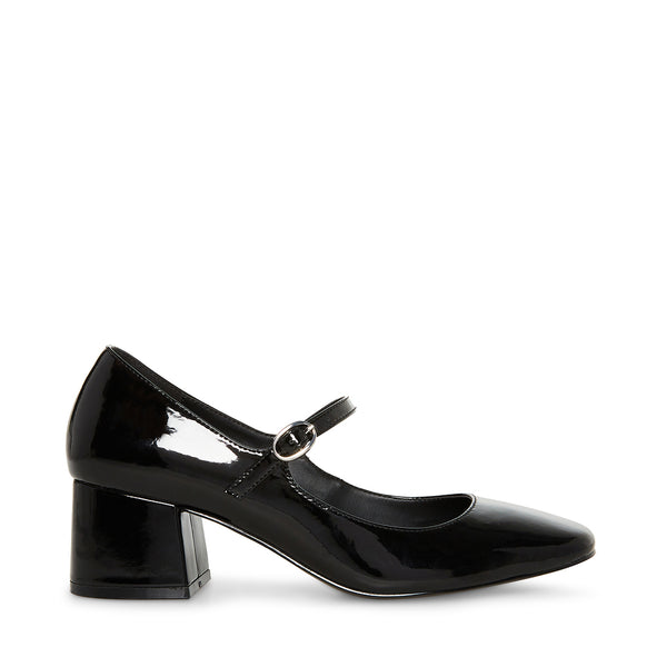 HALSTON Black Patent Low Block Heel Pumps | Women's Designer Heels ...