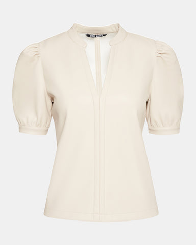 Steve Madden Jane Faux Leather Top in Bone