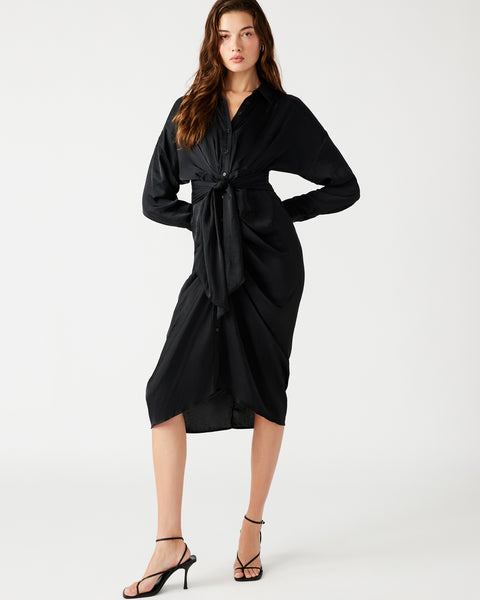 SULA Black Button Up Long Sleeve Shirt Dress | Women's Designer Dresses ...