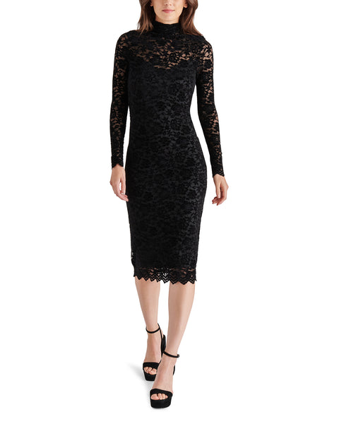 VIVIENNE Black Long Sleeve Midi Dress | Women's Designer Dresses ...