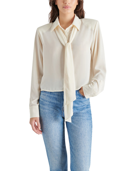 NOELLE White Long Sleeve Top | Women's Designer Clothing – Steve Madden ...