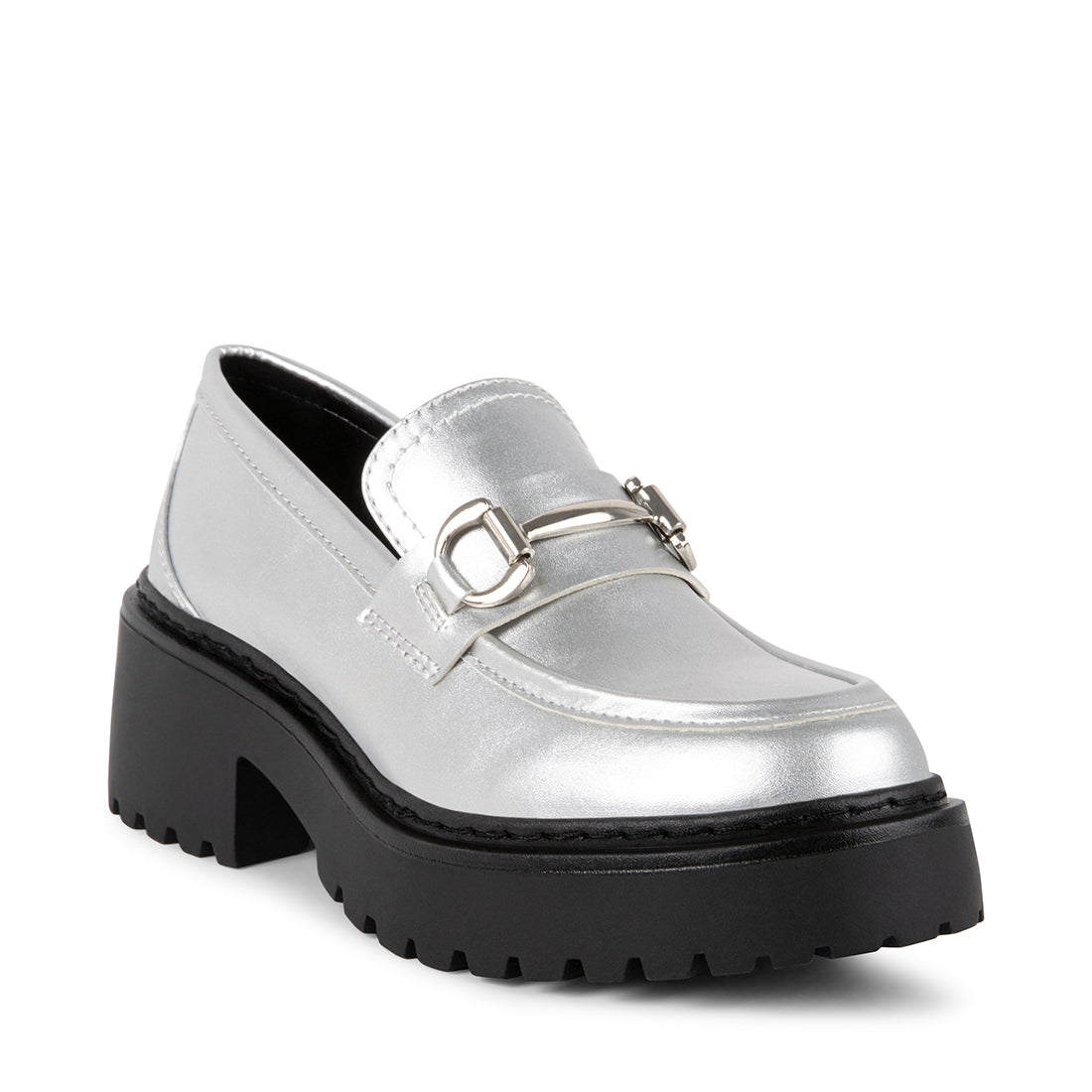 APPROACH Silver Platform Loafers | Women's Designer Loafers – Steve ...