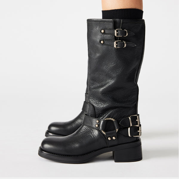 ASTOR Black Leather Knee High Boots | Women's Designer Boots – Steve ...