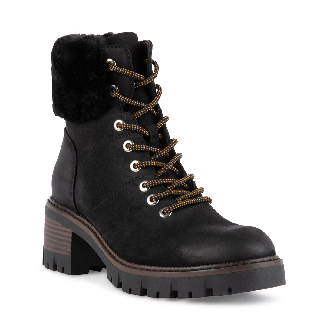 BARKA Black Block Heel Lace-Up Boots | Women's Designer Boots – Steve ...