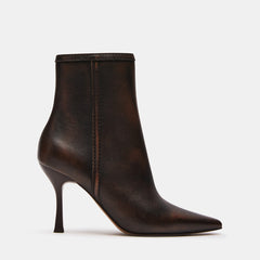 BRECKEN Brown Leather Ankle Booties - Steve Madden