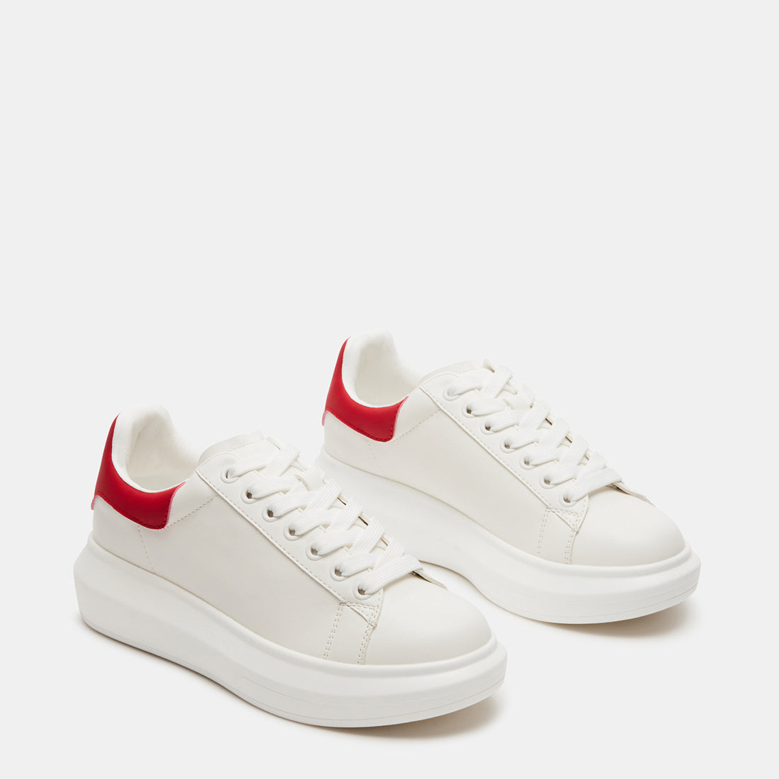 GASP White/Red Lace-Up Sneakers | Women's Designer Sneakers – Steve ...