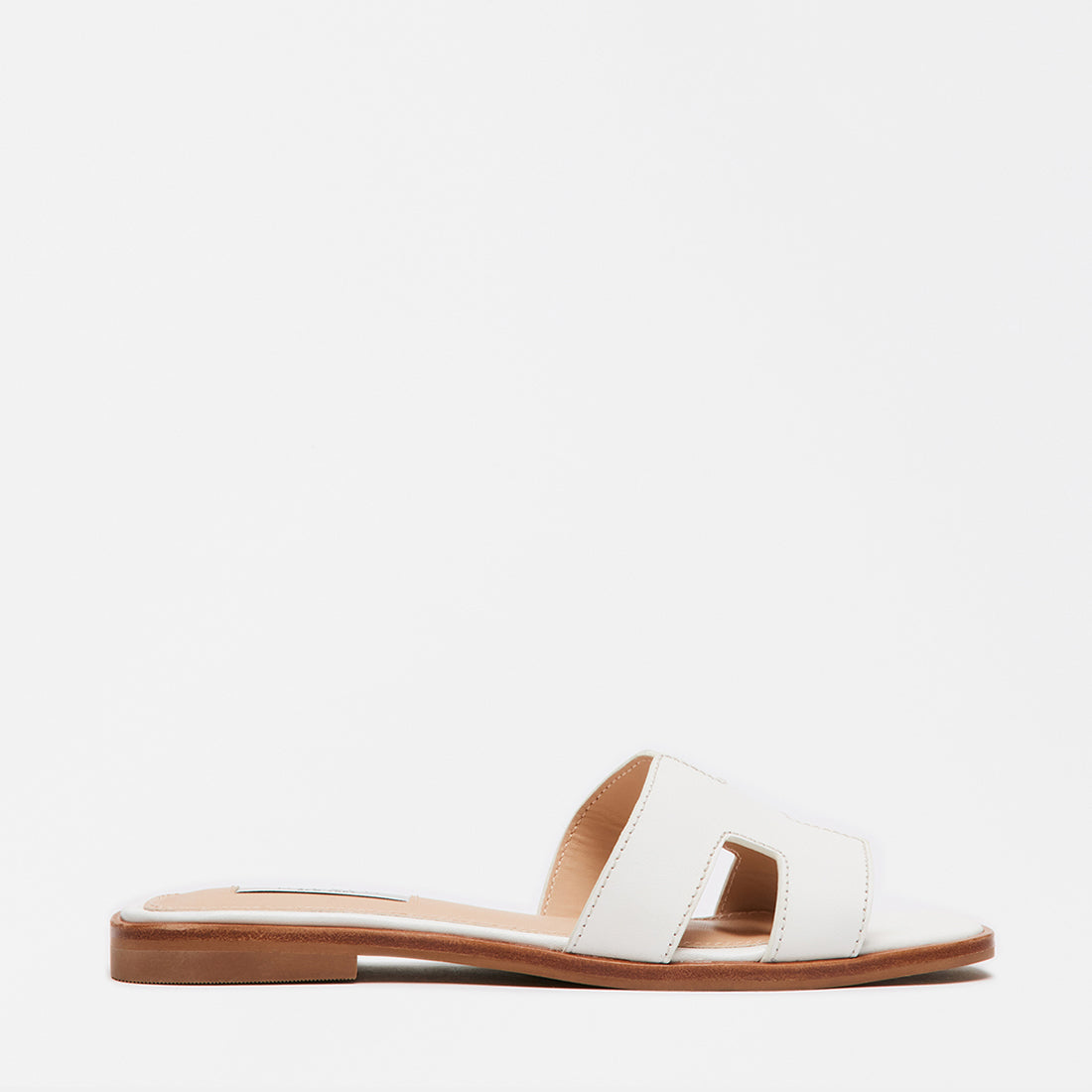 HADYN White Leather Women's Slide Sandals | Women's Designer 