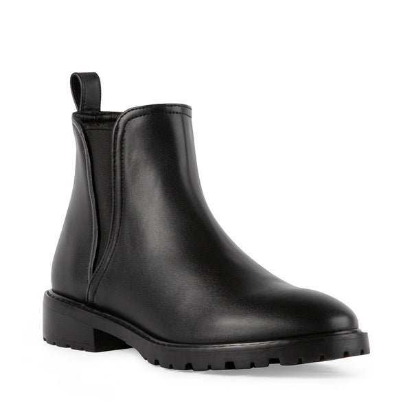JAFFA Black Leather Ankle Booties | Women's Designer Boots – Steve ...
