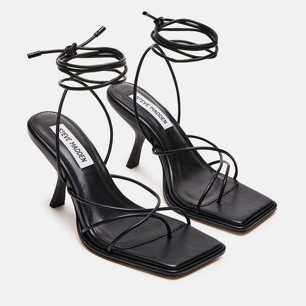 JOLENE Black Strappy Heeled Sandals | Women's Designer Shoes – Steve ...