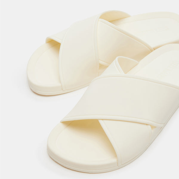KATELYN Natural Criss-Cross Slide | Women's Designer Shoes – Steve ...