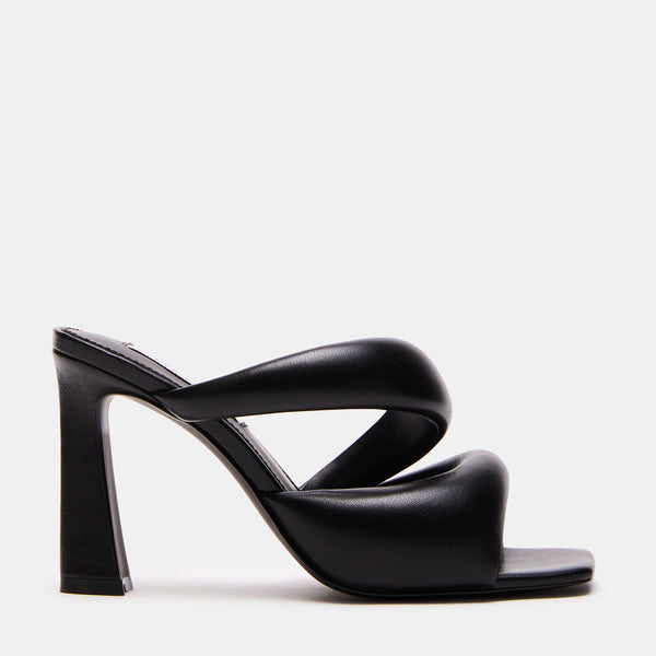 KLOSS Black Tubular Square Toe Mule Heels | Women's Designer Shoes ...