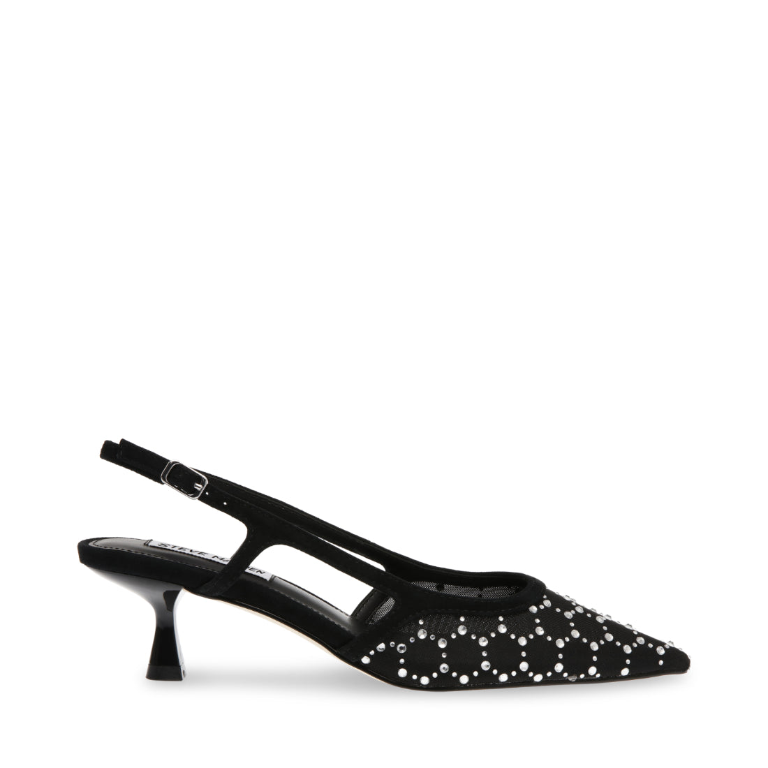 LEGACI-R Black Rhinestone Slingback Kitten Heel Pumps | Women's ...