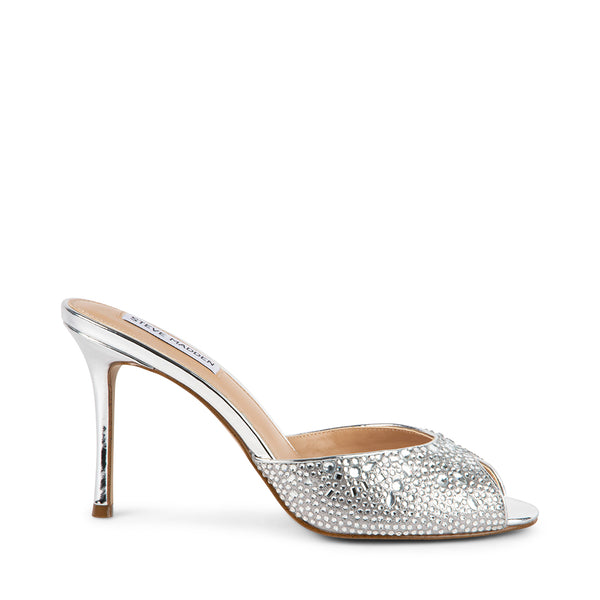 ROLLOUT-R Silver Bedazzled Heels | Women's Designer Shoes – Steve ...