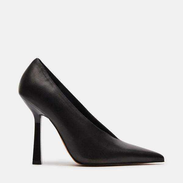 SEDONA Black Leather Pointy Toe Stiletto Pumps | Women's Designer Heels ...