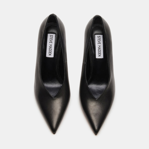 SEDONA Black Leather Pointy Toe Stiletto Pumps | Women's Designer Heels ...