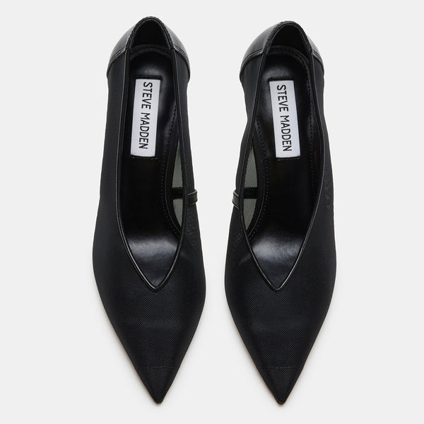 SEDONA Black Fabric Mesh Pointy Toe Stiletto Pumps | Women's Designer ...