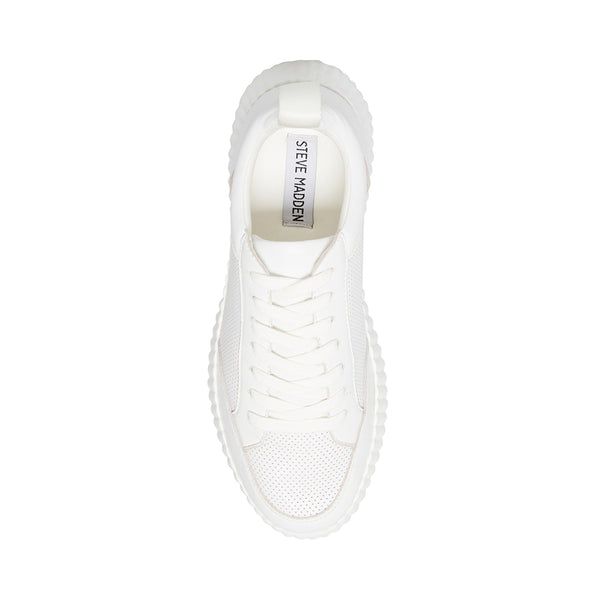 SHOCK White Leather Low-Top Lace-Up Sneakers | Women's Designer ...
