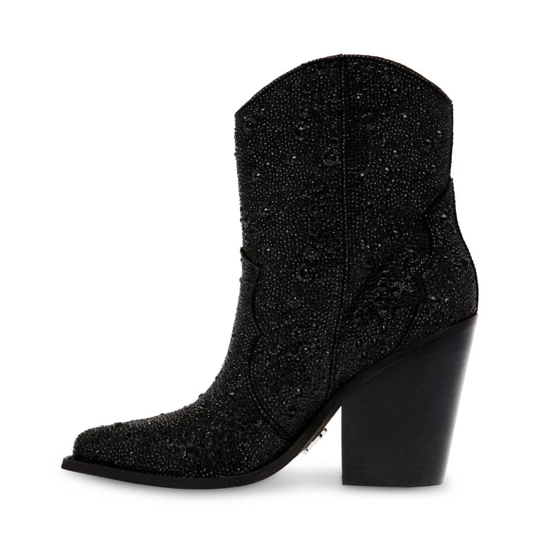 THORN Black Rhinestone Cowboy Booties | Women's Designer Boots – Steve ...