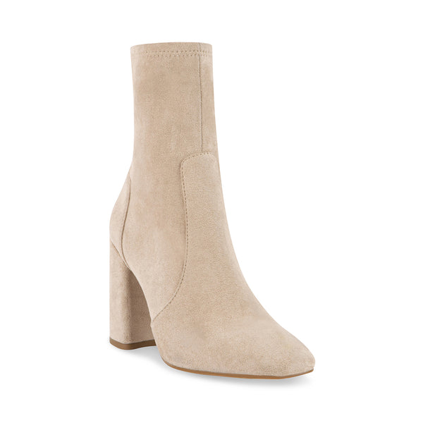 WYATT Taupe Fabric Block Heel Booties | Women's Designer Boots – Steve ...