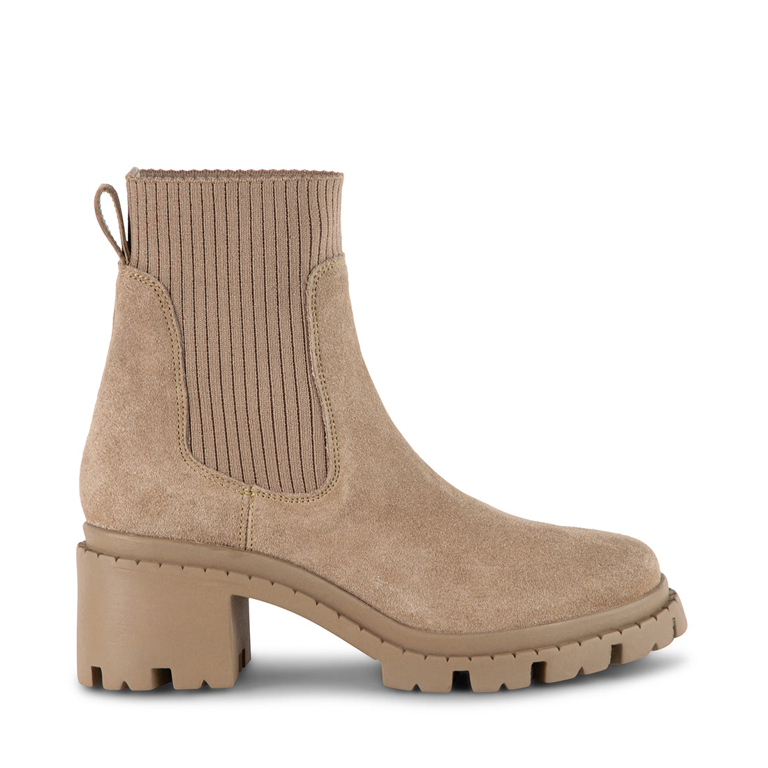 ZAPPA Taupe Suede Block Heel Chelsea Booties | Women's Designer Boots ...