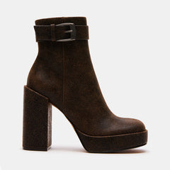 Brown suede shop booties with heel