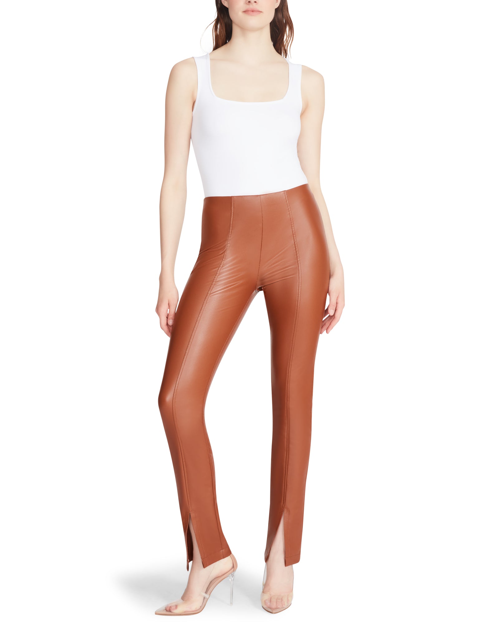 Womens Next Tan Faux Leather Leggings - Brown